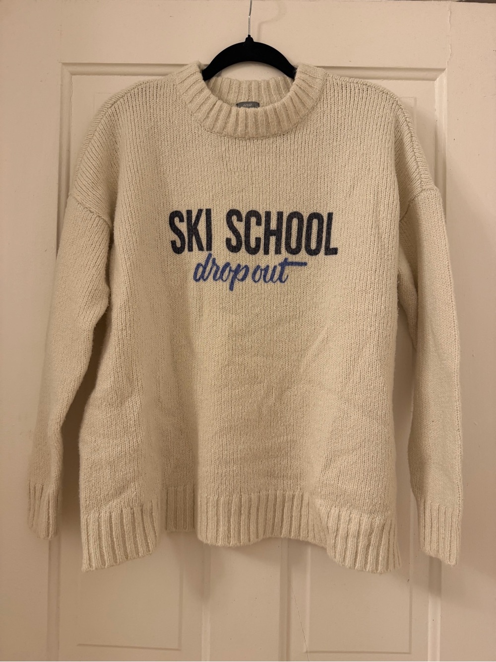 Cream 'Ski School Dropout' Knit Sweater